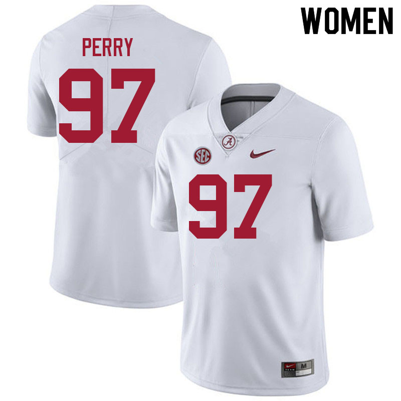 Women #97 Khurtiss Perry Alabama White Tide College Football Jerseys Sale-White